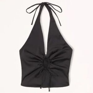NWT Abercrombie & Fitch Elegant Black Halter Crop Top Size XS